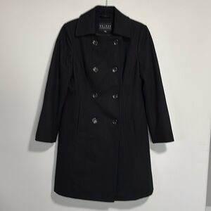 Axcess (Liz Claiborne) Knee Length Pea Coat Wool Blend Black Size Medium